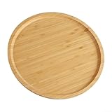 Bandeja redonda de madera para servir con soporte de vajilla para servir alimentos, ideal para frutas, pizzas, pan y aperitivos, multifuncional para desayunos o cenas, color madera (30 x 30 x 1,5 cm)
