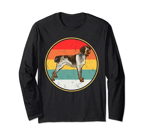 Vintage Retro Sunset German Wirehaired Pointer Dog Long Sleeve T-Shirt, Black