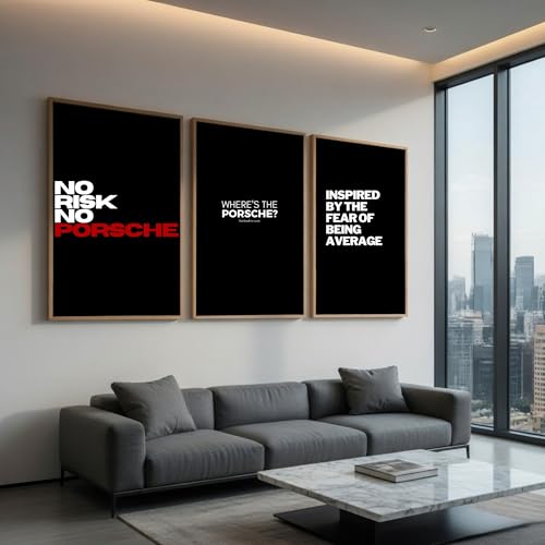 Image of DAKSHESTRY ARTWORKS Motivational Wall Art Set of 3 Frames | Luxury Car Quote Posters | Modern Black Framed Wall Decor for Living Room, Bedroom & Office | HD Printed Inspirational Artwork, 10 x 13 Inches