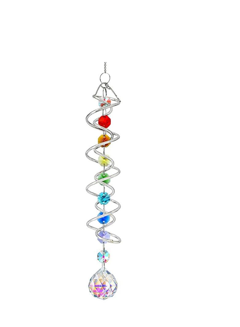 KASTWAVE Colorful Suncatcher Wind Spinner with Chakra Beads for Home and Garden Decor, Crystal Pendant and Glass Prisms for Windows