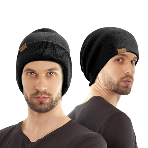Image of Beanie for Men Winter Thermal Cuffed Knit Hat Warm Gifts Womens Beanies