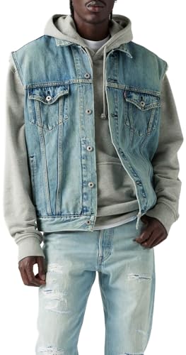 Levi's RELAXED TRUCKER VEST MED INDIGO - WORN IN