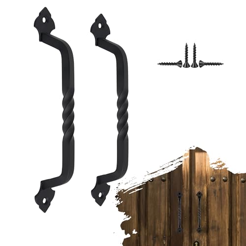 AddGrace 2 Pack Metall Scheunentür Griffe Schwarz Vintage - Rustikale Tür Ziehen für Gartentor, Schuppen, Garage, Holz Zäune, Schrank, Schublade