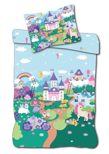 BrandMac Prinzessin Baby Bettwäsche mit Märchenschloss 100 x 135 cm