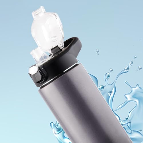 Image of SKi Homeware Stainless Steel Sipper Water Bottle 750ml with Push Button Flip-Top Cap for School, Office, Gym, Travel, Adults & Teens, Leakproof, Rust Free, Dual Colour Grey Gradient (Marco-Grey)