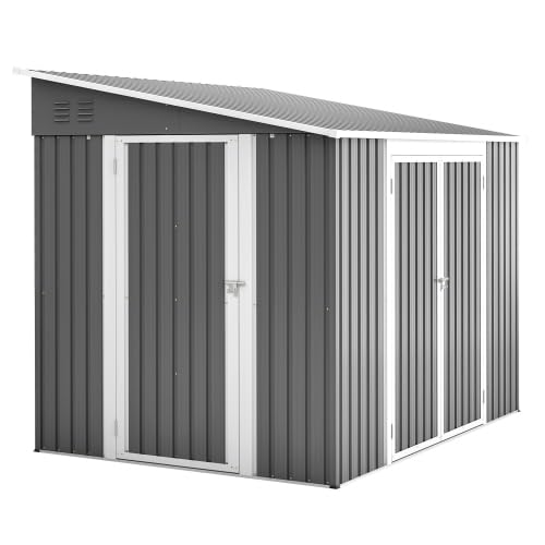 Abri de jardin en métal de 6 x 8 pieds (environ 1,8 x 2,4 m) – Grand abri de jardin avec double...