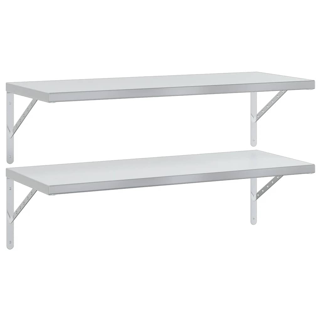 Estantería de pared, 2 unidades, 100 x 40 cm, acero inoxidable, resistente a la corrosión, para montaje en pared, soporta hasta 50 kg, ideal para salón, oficina, cocina