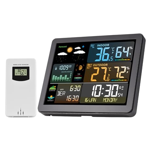 Moniteur de température et d'humidité sans fil Walmeck avec réveil et station météo