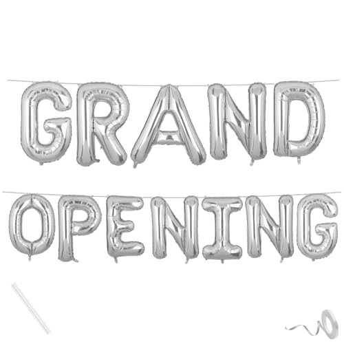Image of Grand Opening Banner Silver for New Home Office Shop Temple Foil Balloon Decoration Decor Celebration