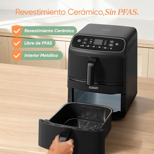 Miniatura 2 de Cosori Compacto Turbo Tower Freidora De Aire 8,6 Litro, Revestimiento Cerámico Sin Pfas Ni Teflon, Doble Resistencias 2600w Con Motor Dc, Air Fryer Doble Cesta Vertical, 6 Funciones, Ahorra De Espacio