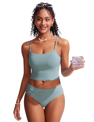 Image of CRZ YOGA Mid Waisted Bikini Bottoms | Mid Cut Leg, Medium Bum Coverage, Full Lining, Swim, Bathing Suit Briefs for Women