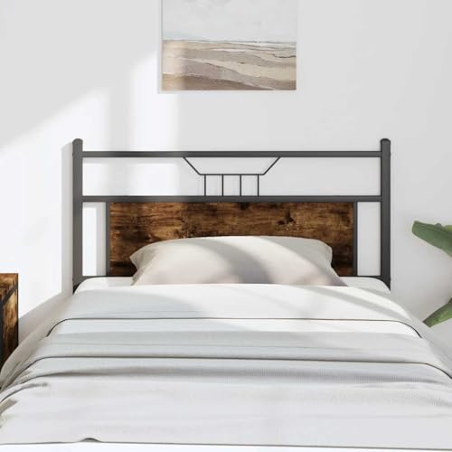 KTHLBRH Tête de Lit Industrielle Élégante en Bois d'Ingénierie avec Cadre en Acier Robuste, Support Dorsal Confortable pour Chambre Adulte, Design Stable et Durable...