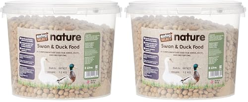 Extra Select Premium Swan and Duck Food Floating Pellets - Nutritious and Healthy Feed for Wild Geese, Ducklings and Waterfowl - Resealable Bucket 3 Ltr (Pack of 2)