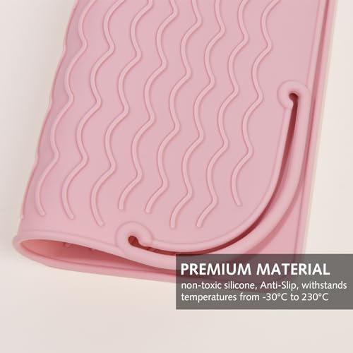 Silicone Heat Resistant Mat for Hair Straightener, Curling Irons, Flat Iron, Curling Iron, Multifunctional Non-Slip Mat Pad for Hot Hair Styling Tools (Pink) - Image 4