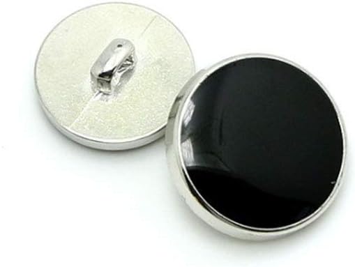 100Pcs Clothes Button - Fashion Black Glazed Button Set Sewing Button for Blazer, Coat, Uniform, Shirt, Suit and Jacket (Silver, 25mm)