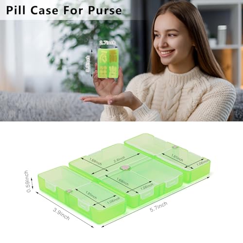 Image of FYY Travel Pill Organizer,7 Compartments Pill Box Medicine Case-Clear Green