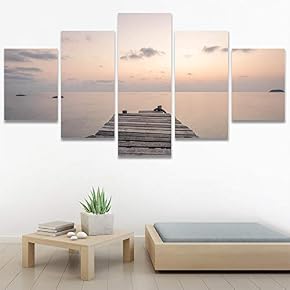 SIGNWIN 5 Panel Canvas Wall Art Aerial Beach...