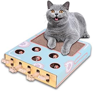 TANZEDMI Cat Scratching Board,Five-Hole Hamster Scratching Board 3-in-1Cat Scratching Board Interactive Cat Teaser Toys Multifunctional Cat Toys
