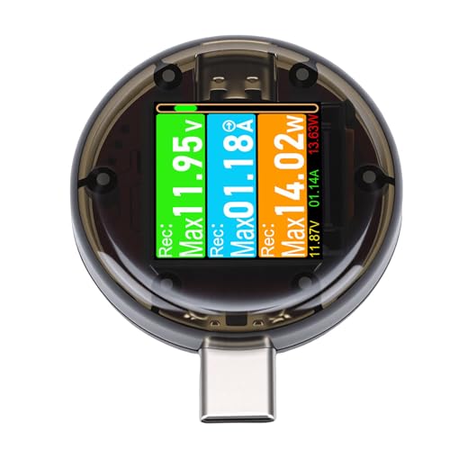 AUNMAS Probador USB C Medidor de Potencia de Aleación de Aluminio Multímetro Digital 4,5 A 50 V 0 A 13 A Control Táctil Pantalla de Gravedad para Cargadores Bancos de Energía Cables de Datos Técnicos