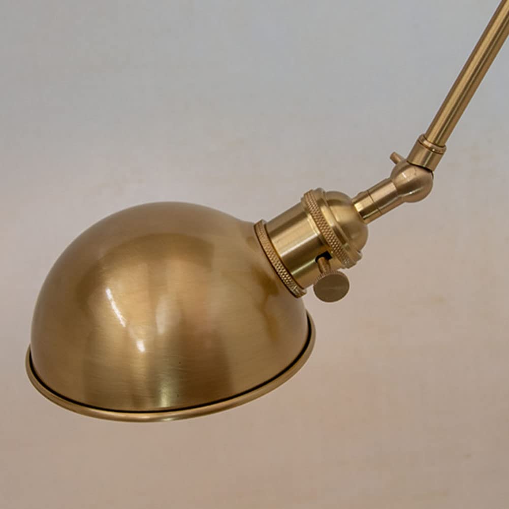 Rustikale Wandleuchte mit Stecker, Messing Wandlampe mit schalter Verstellbarer Schwenkarm Nachttisch Wandbeleuchtung Leselampe mit 2,0 m Kabel für Schlafzimmer Bettseite Wohnzimmer Esszimmer Gold