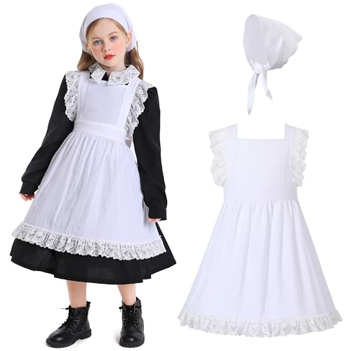 Disfraz completo estilo sirvienta victoriana para niña miniatura 1