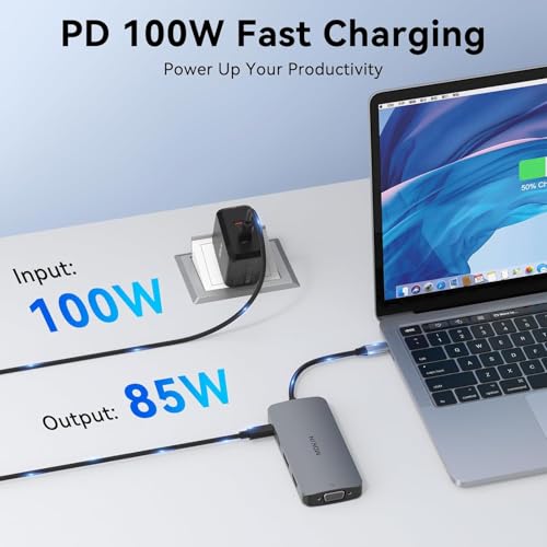 Image of MOKiN USB C Multiport Adapter for MacBook Air /Pro, Mac Dongle, 9 in 1 USBC to DP Adapter, USB A&C3.0 5Gbps, SD /microSD Card Reader, 100W PD, USB C Hub for Dell, Lenovo, HP, etc.