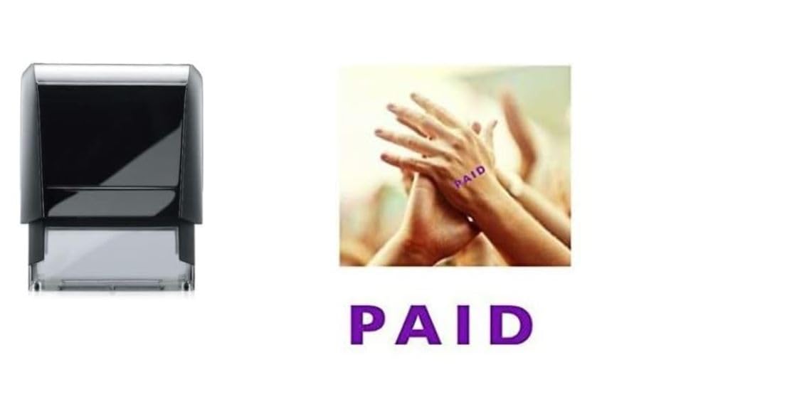 maxum Paid - Hand Stamp - Suitable for Festivals - Night Clubs - Parties etc self Inking Violet Ink - 2mm x 6mm 5200