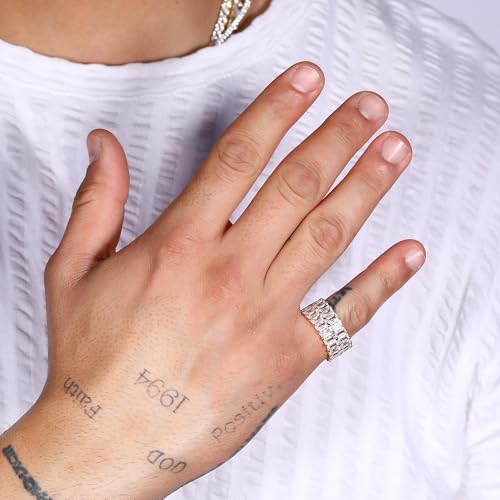 MDFUN 2 Rows Baguette Ring Eternity Bands Emerald Cut Cubic Zirconia Ring 18K White Gold/Yellow Gold Plated CZ Wedding Rings for Women Size 5-103