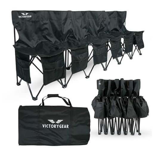 VictoryGear Portable Bench 6 Seat Soccer Benches for Team - Portable Bench with 8 Pockets & Carrying Bag - Folding Bench Camping Chairs - Sideline Soccer Bench - Portable Camping Chair