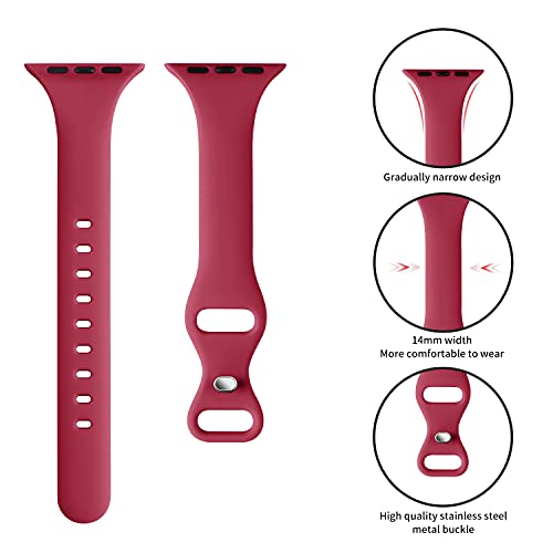 Image of Thin Slim Band Compatible with Apple Watch 38mm 40mm 41mm 42mm 44mm 45mm 46mm 49mm, Replacement Silicone Sport Strap for iWatch Series 11 /10 /9 /8 /7 /6 /5 /4 /3 /2 /1 Ultra SE Women Men, Hibiscus