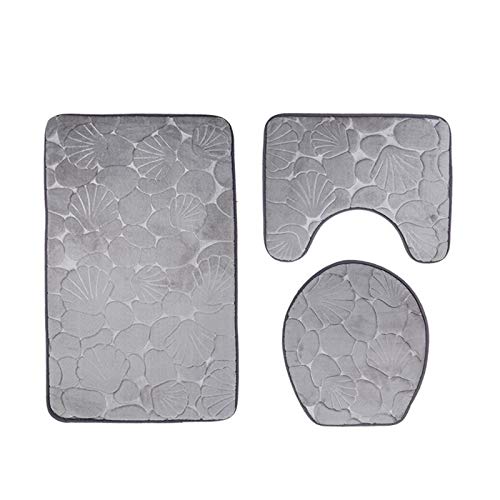 REJOON Badematten für Badezimmer geprägtes Badezimmer Badematten Set Toilettenteppich Teppich Flanell rutschfeste WC…
