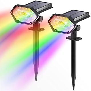 bitjam 35 LED Solar Spot Lights Outdoor Garden, 2 Pack Color Changing RGB Solar Powered Garden Landscape Lights, 2 in 1 IP65 Waterproof Solar Uplighters for Pathway Yard Tree Porch Patio Pool Decor