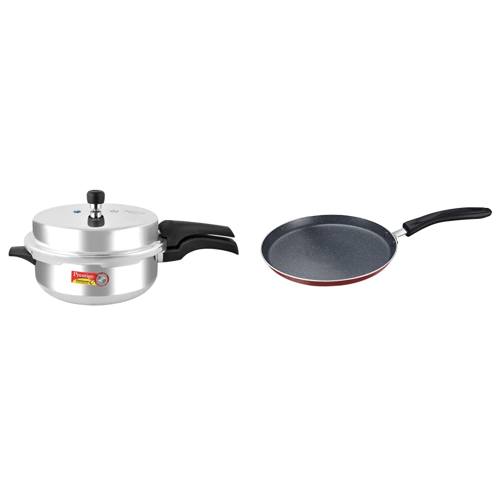 Prestige Deluxe Plus Induction Base Senior Pan Aluminium Pressure Cooker, 6 Litres + Prestige Omega Deluxe Omni Tawa 250 COMBO (B08KWJVS2X) Amazon Price History, Amazon Price Tracker