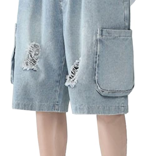 Shorts jean cargo hombre casual desgastado miniatura 5