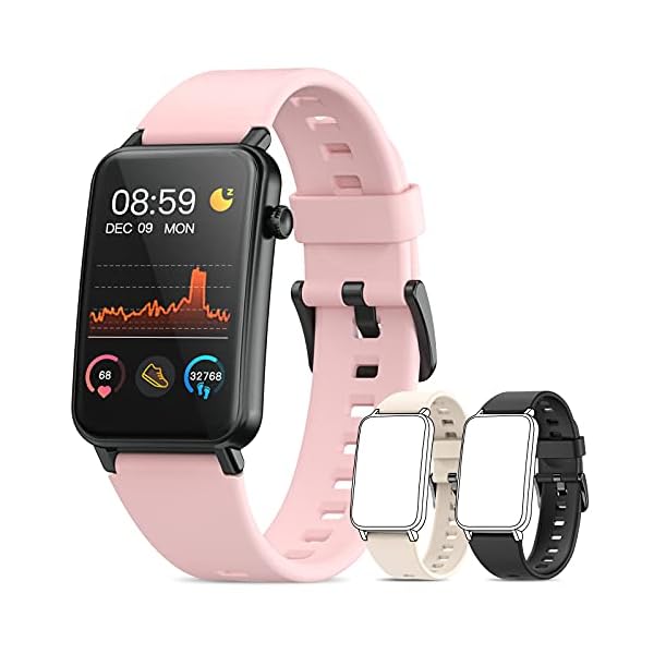 NAIXUES Smart Watches for Women, 1.69" HD LCD Smart Watch with Stainless Band Heart Rate Blood Oxygen Sleep Monitor, IP68 Waterproof Fitness Tracker for Android Phones and iPhone, Smart Watch (Yellow)