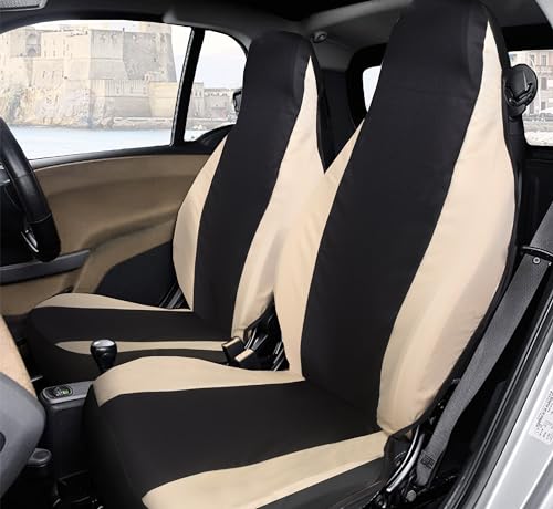 Auto Accessori Lupex Autositzbezüge kompatibel mit Smart fortwo 450 451 und 453 1 2 3 Serie Stoff Polyester (Schwarz-Dunkelgrau)