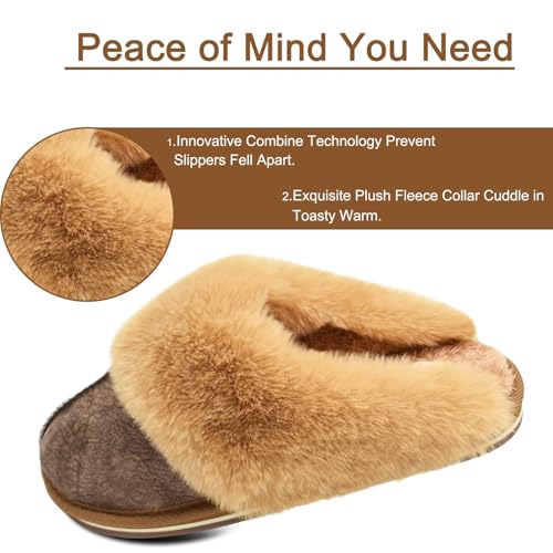 Image of KuaiLu Womens Cozy Memory Foam Slippers Ladies Fuzzy Faux Fur Lined Warm Arch Support House Shoes Slip on Comfy Winter Scuff Indoor Outdoor Rubber Hard Sole