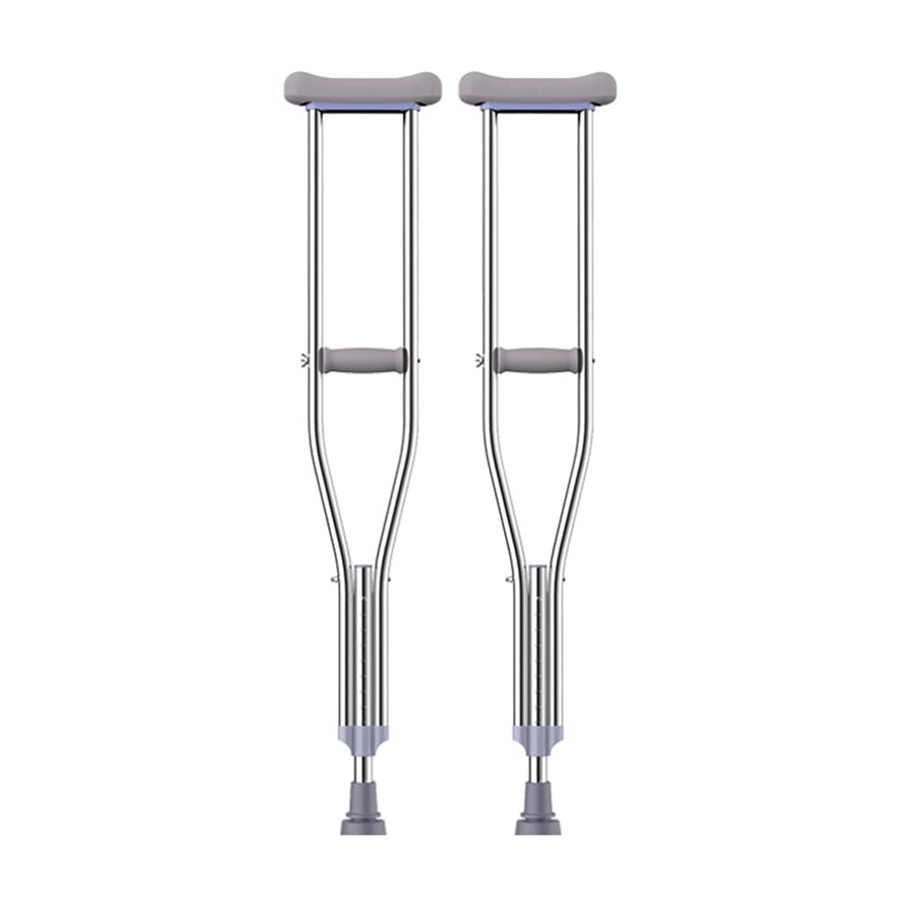 GCX- Muletas Muletas Axilas Muletas Dobles for Ancianos Muletas Antideslizantes for Discapacitados Jóvenes con Fractura De Bastón Firma (Color : Silver, Size : M)
