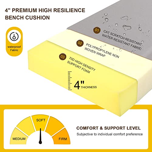 Millsilo Outdoor/Indoor Bench Cushion 45"X18"X3", Waterproof Patio Bench Cushion Furniture, Non-Slip Bay Window Seat Cushion Bench Pad, Swing Cushion, Garden Long Chair Replacement Cushion Leaf #TOP1