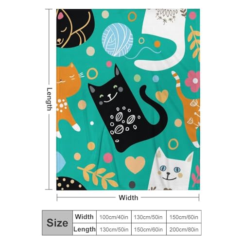 Couverture polaire chaton noir vert jeté de lit salon chic - 3