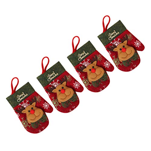Cabilock Gloves Knife Fork Set Cutlery Holder Bag Christmas Silverware Pouches Unique Santa Theme for Dinner