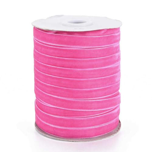 Craftdady 50 Yards Camellia 10mm Flower Bouquet Ribbon Velvet Ribbons for Ornament 3/8" Soft Single Face Velvet Ribbons for Gift Wrapping Decoration Choker Hair Bows Wreath DIY Crafts