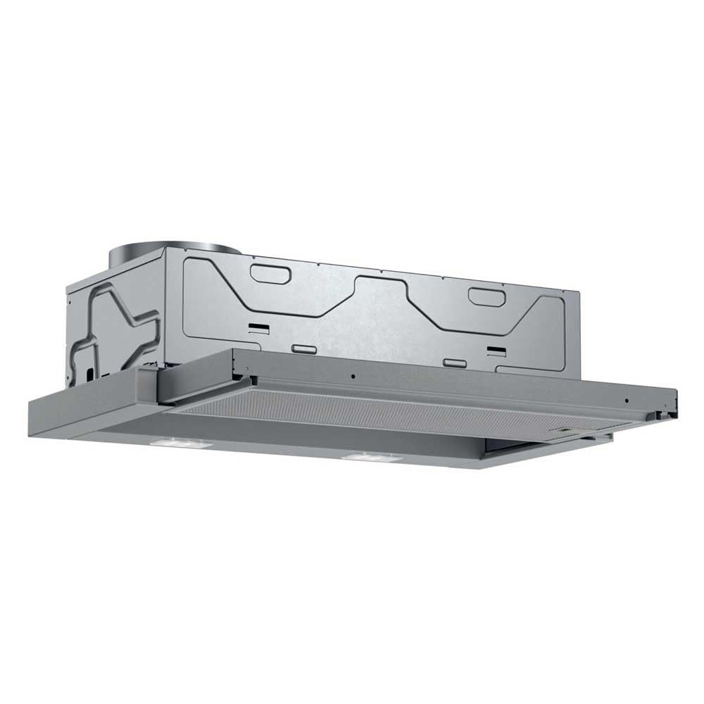 Bosch DFL063W56 Serie 2 Flachschirmhaube 60 cm Silbermetallic Umluft Abluft Wippenschalter 2 Leistungsstufen Metallfettfilter