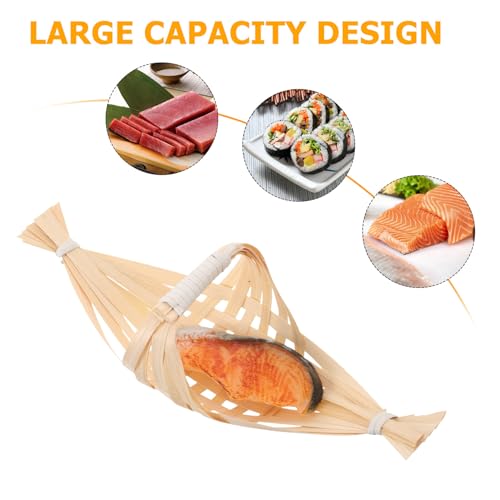 Set de 5 platos para sushi de madera tejida miniatura 3