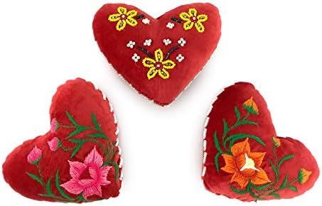 Cute Heart Shaped Velvet Pin Cushion, Hand-Embroidered - Embroidery Kit Supplies and Sewing Accessories Essentials for Fabric Projects - Needle Holder Sewing for Quilting & Arts and Crafts image 2