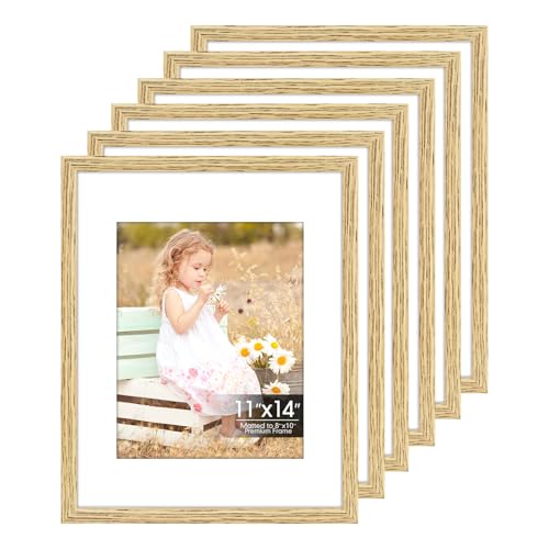Veelot 6 Pack 11x14 Frames Mat for 8x10 Photos Shatter HD Plexiglass