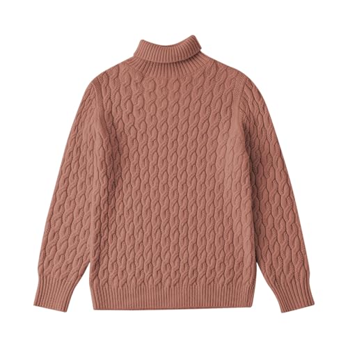 Suéter de cuello alto para niñas con diseño clásico retro de punto trenzado