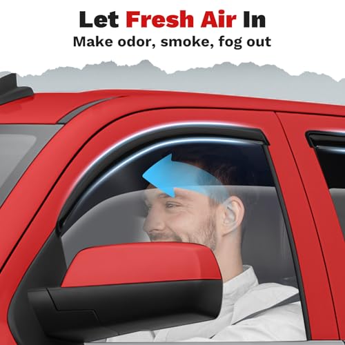 Image of Canvcle Window Visors Rain Guards for 2014-2018 Chevy Chevrolet Silverado /GMC Sierra 1500 Crew Cab /15-19 Silverado /Sierra 2500HD 3500HD Accessories, Side Window Wind Deflectors Vent Visors Rainproof