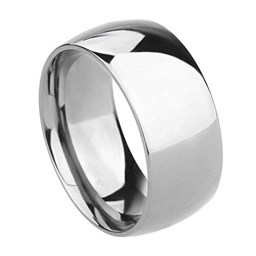 TIGRADE 2mm 4mm 6mm 8mm Titanium Ring Plain Dome High Polished Wedding Band Comfort Fit Size 3-15,10mm,Silver,Size 9