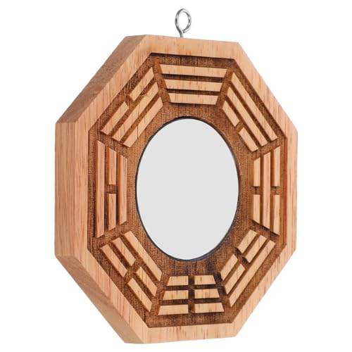 NUOBESTY Miroir Protection Feng Shui en Bois Traditionnel Bagua Feng Shui Facile à Installer Ornement de Prospérité et Chance pour Porte et Balcon la Maison